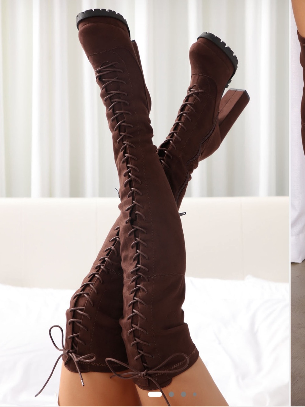 Fashion Nova Brown Lace-Up Over-the-Knee Heeled Boots